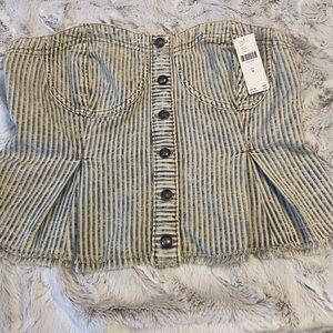 Striped Denim Corset Top